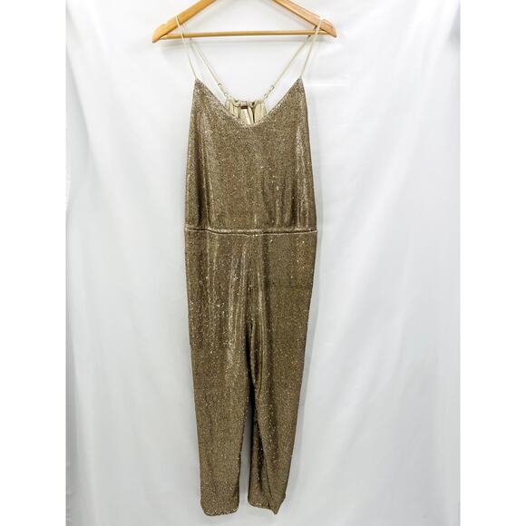 Free People champagne sequin jumpsuit - Picture 3 of 6